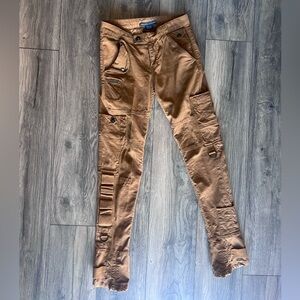 Y2K Ralph Lauren tan canvas cargo pants slim fit utilitarian